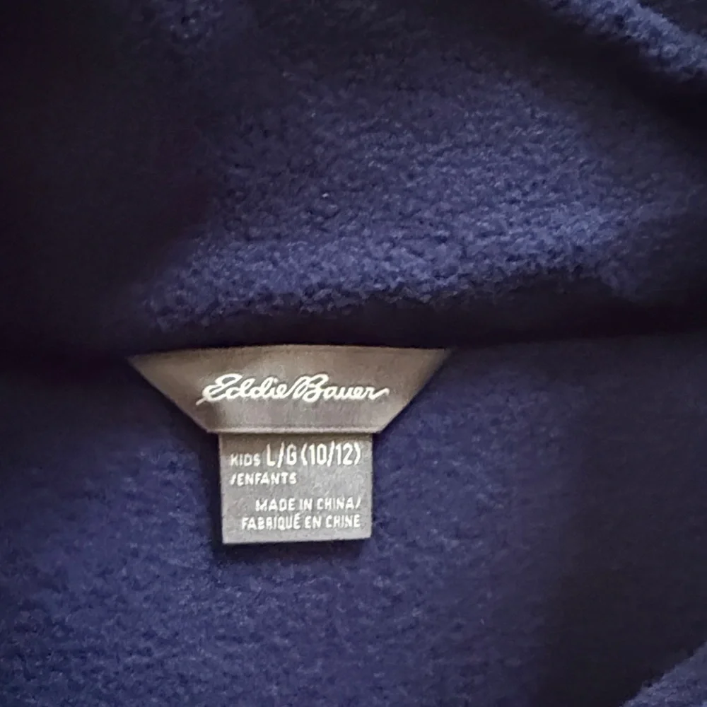 Eddie Bauer Boys Blue Fleece Full Zip Jacket Large 10 12